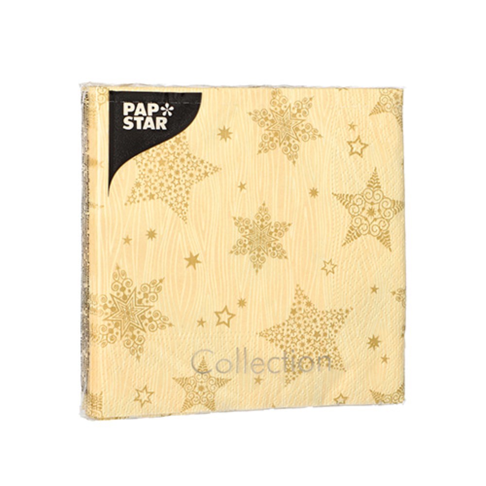 20 Servietten, 3-lagig 1/4-Falz 25 cm x 25 cm creme "Christmas Shine"