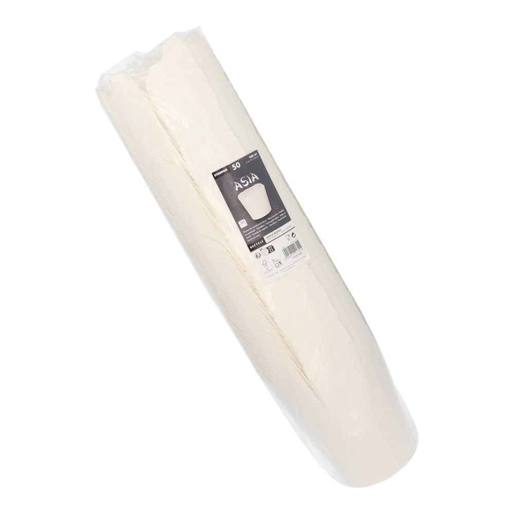 50 Snackboxen "ASIA" rund 900 ml 11,2 cm x 11 cm x 9,5 cm weiss