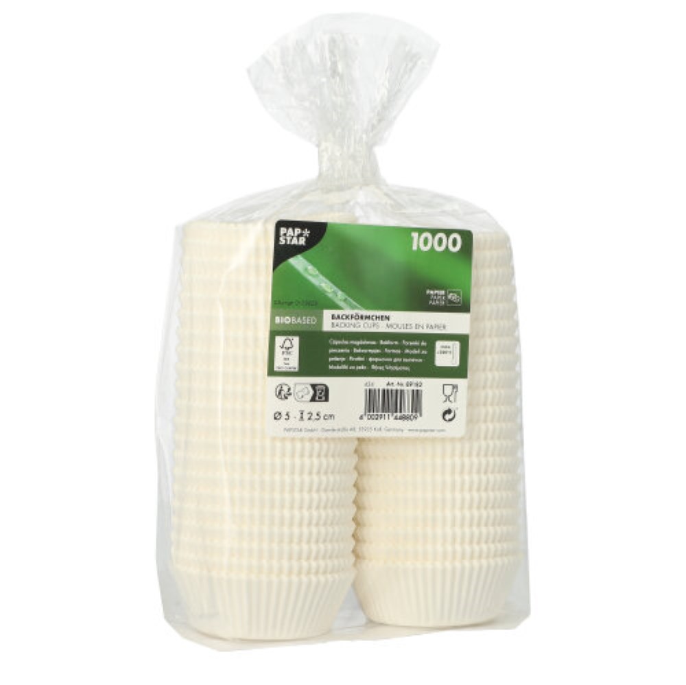 1000 Backförmchen rund Ø 5 cm · 2,5 cm weiss