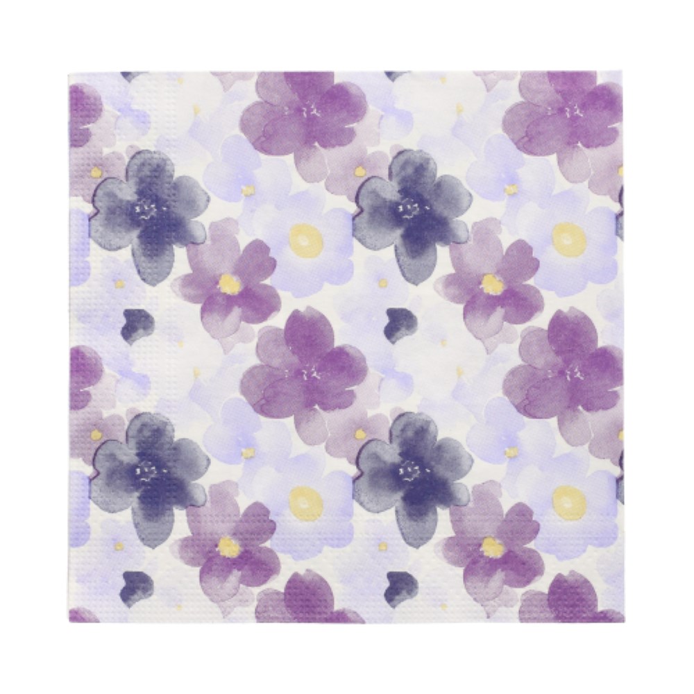 20 Servietten, 3-lagig 1/4-Falz 33 cm x 33 cm "Aquarell Flowers"