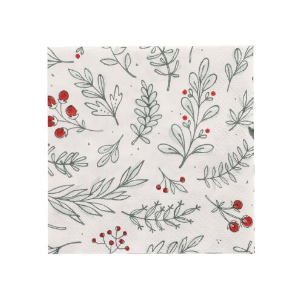 20 Servietten, 3-lagig 1/4-Falz 25 cm x 25 cm "Berries"