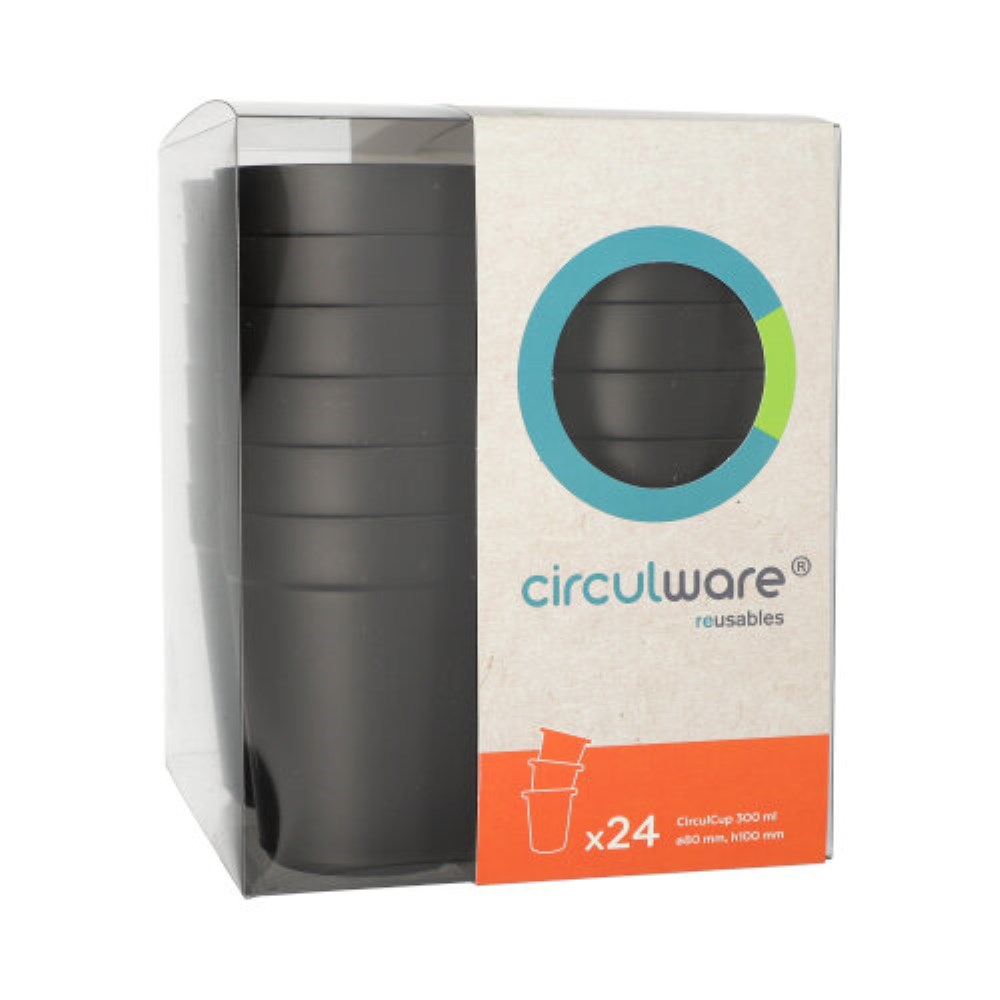 24 "Circulware" Mehrweg-Trinkbecher PP 0,3 l Ø 8 cm · 10 cm schwarz