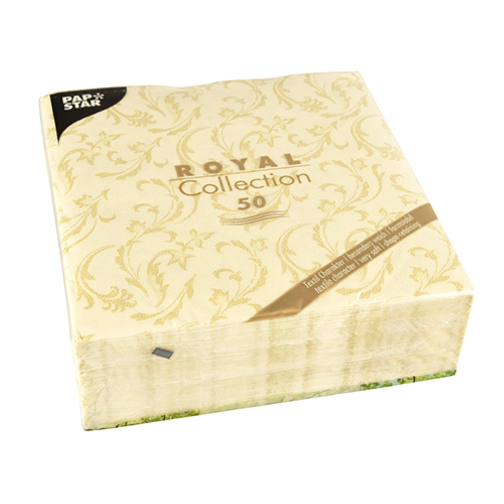 50 Servietten "ROYAL Collection" 1/4-Falz 40 cm x 40 cm champagner "Damascato"