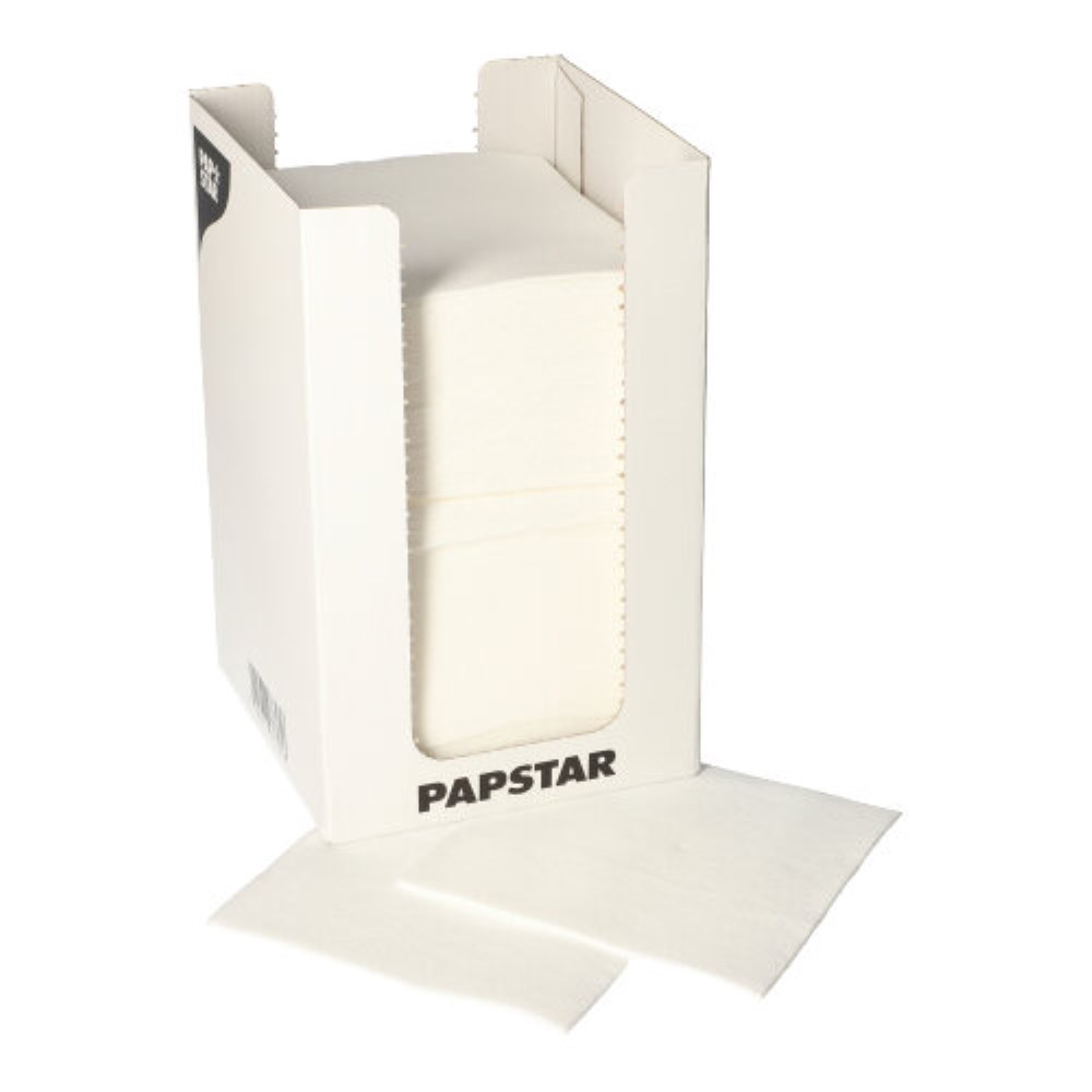 100 Servietten, 2-lagig "PUNTO" 1/4-Falz 20 cm x 20 cm weiss in Spenderbox