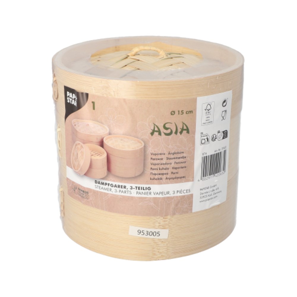 Dampfgarer Bambus "ASIA" Ø 15 cm · 13,5 cm 3-teilig