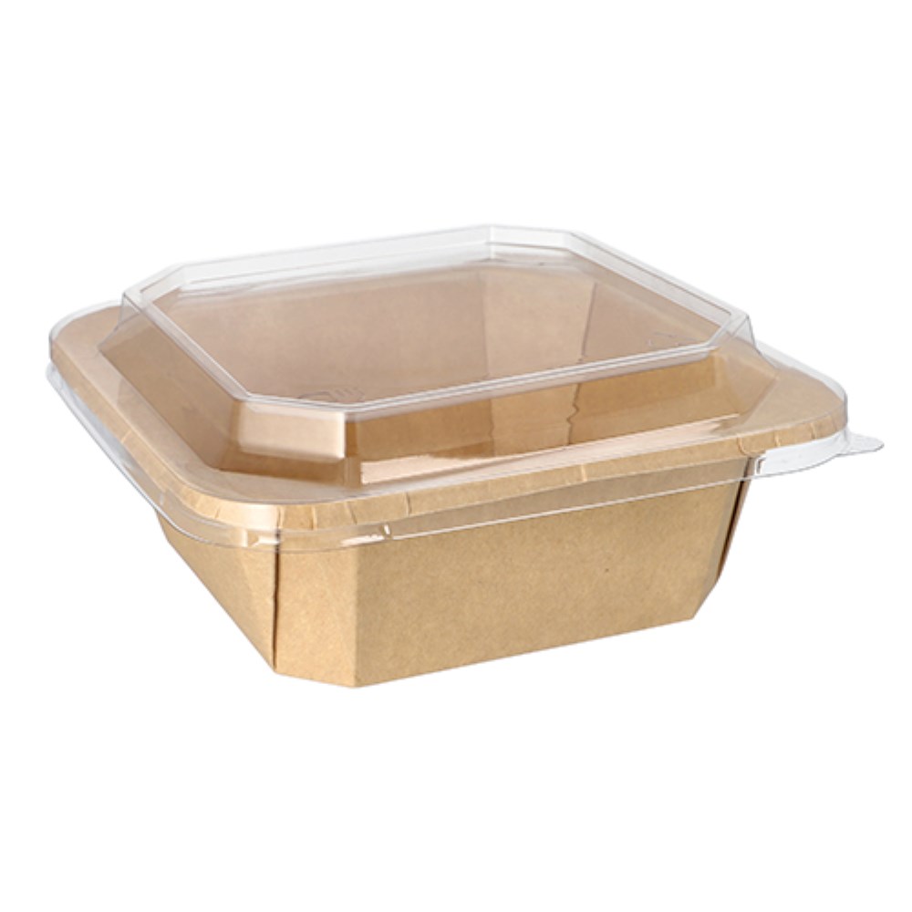 25 Lunchboxen, Pappe eckig 1200 ml 6 cm x 18 cm x 18 cm braun