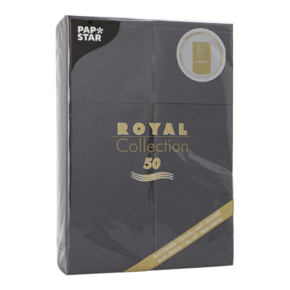 50 Servietten "ROYAL Collection" 48 cm x 30 cm schwarz mit Besteckfalz