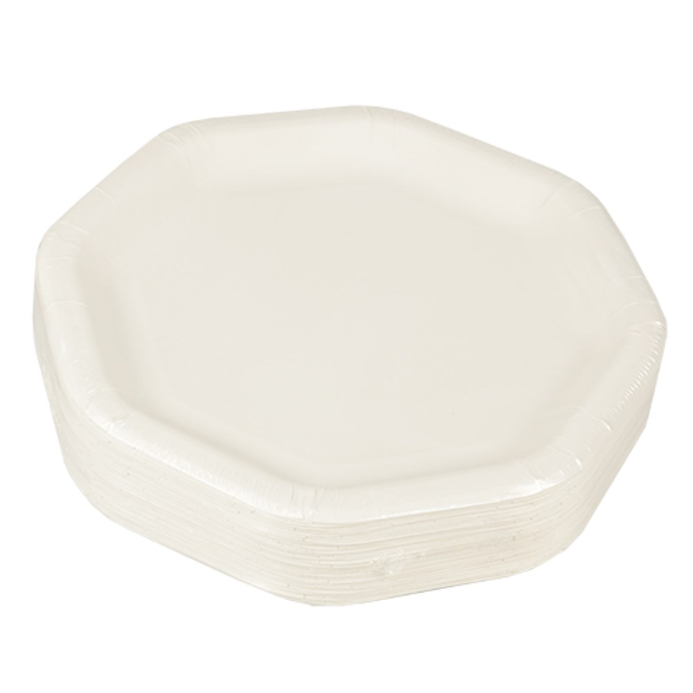 50 Teller, Pappe "pure" 8-eckig 23,5 cm x 23,5 cm weiss