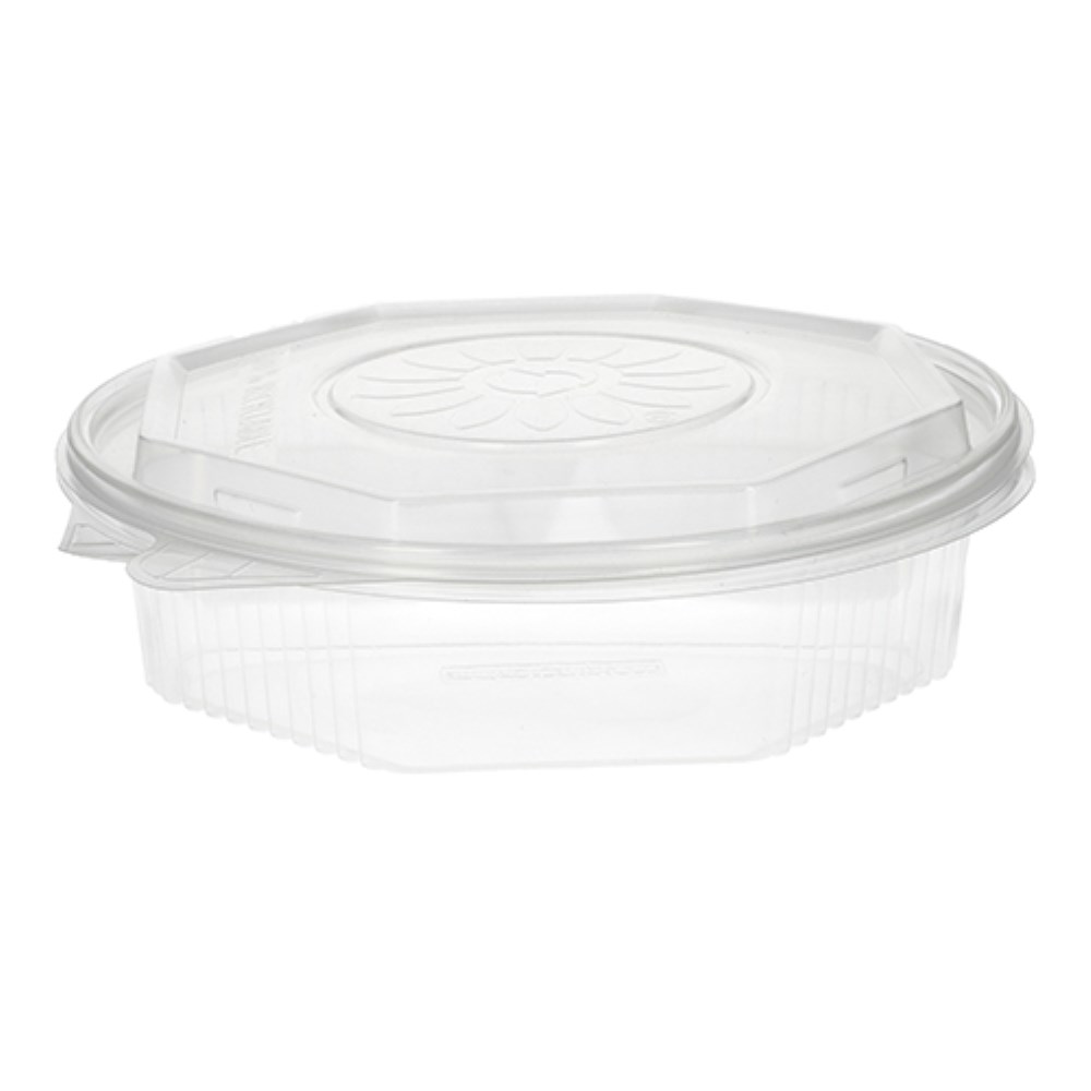 25 Menüboxen mit Klappdeckeln, PP 3-geteilt 5,9 cm x 21,5 cm x 21,5 cm transparent 8-eckig
