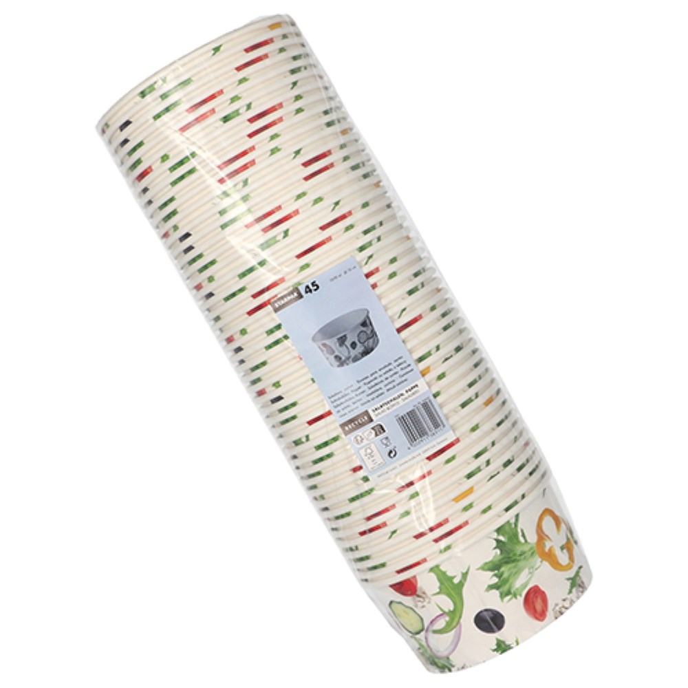 45 Salatschalen, Pappe "To Go" 1 l Ø 15 cm · 7,5 cm "Salad"
