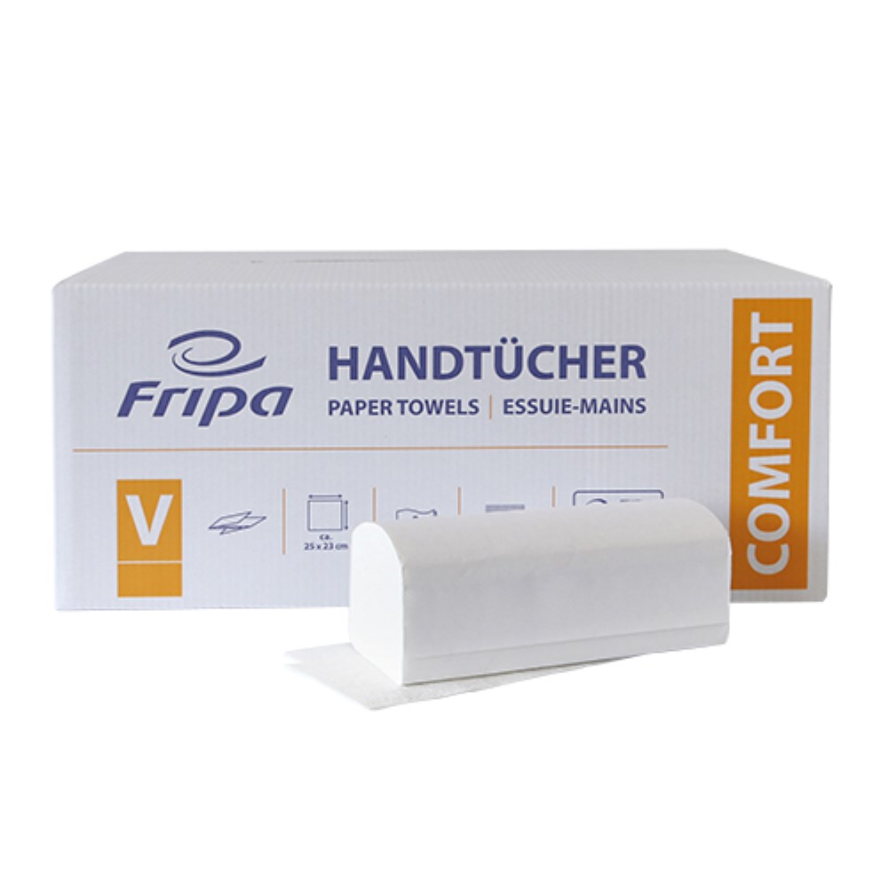 3200 Blatt Handtuchpapier V-Falz 23 cm x 25 cm hochweiss "Comfort" 2-lagig (20x160)