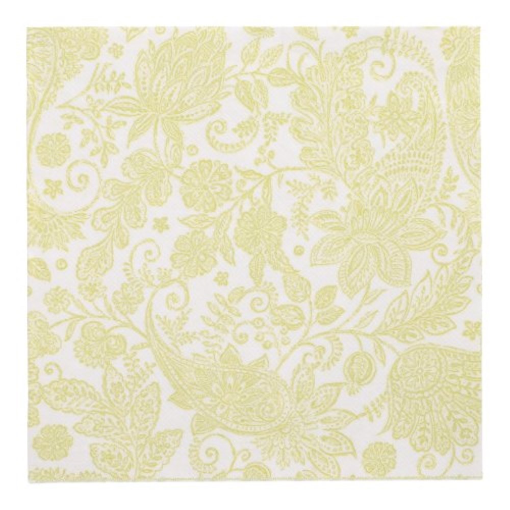 20 Servietten "ROYAL Collection" 1/4-Falz 40 cm x 40 cm limonengrün "Paisley"