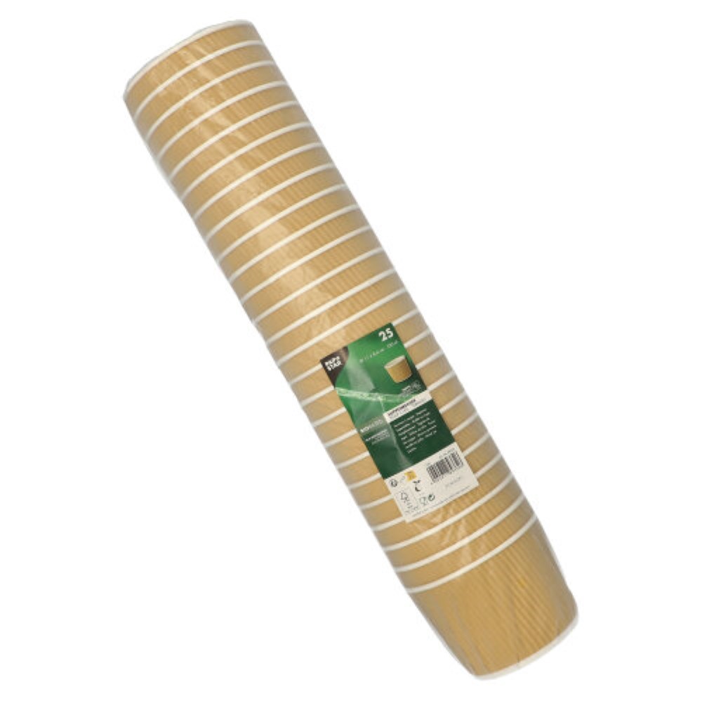 25 Suppenbecher, Pappe rund 520 ml Ø 11 cm · 8,4 cm braun/weiss Ripple Wall
