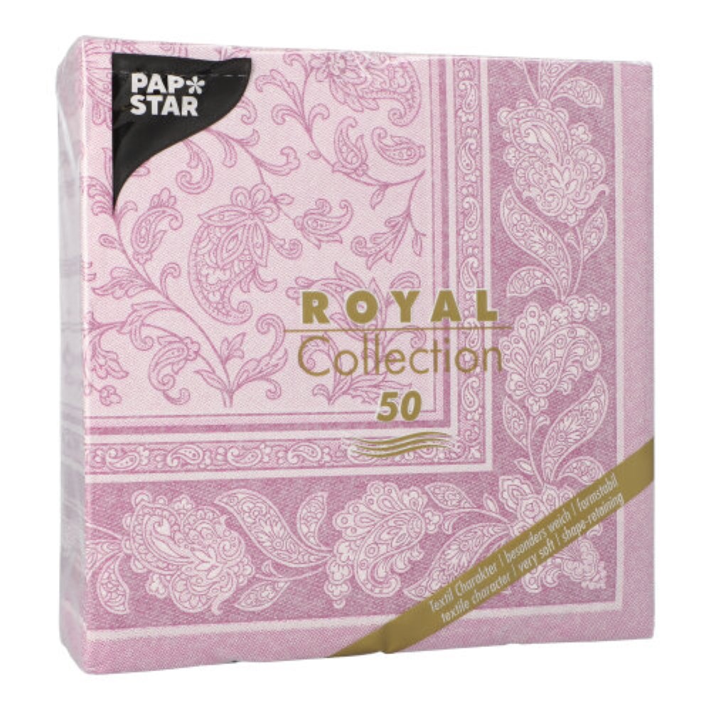50 Servietten "ROYAL Collection" 1/4-Falz 40 cm x 40 cm lila "Ornaments"