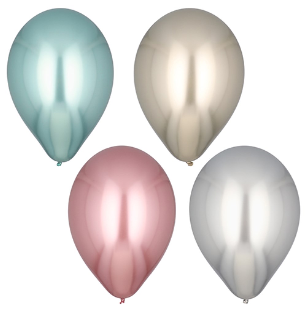 4 Luftballons Ø 33 cm farbig sortiert "Shiny" large