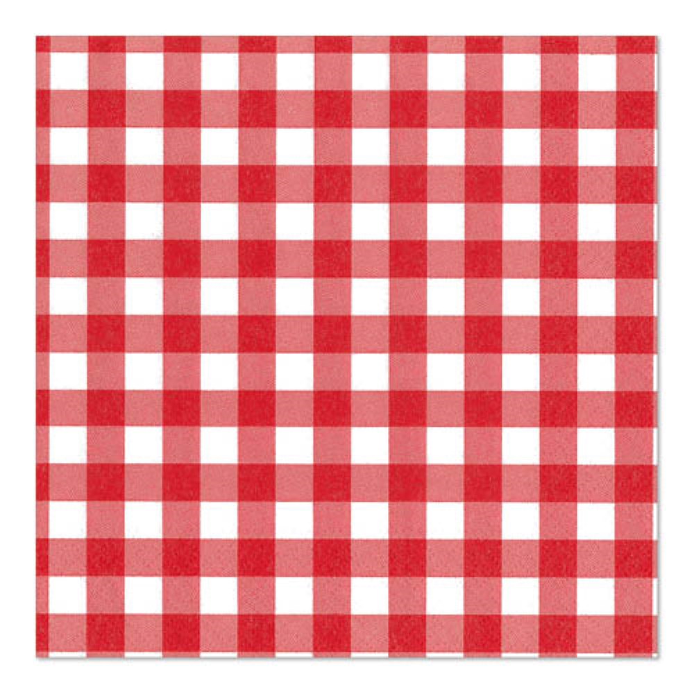 100 Servietten, 3-lagig 1/4-Falz 33 cm x 33 cm rot "Vichy Karo"