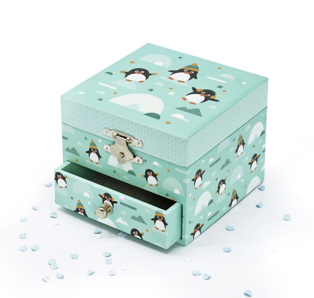 Phosphoreszierende Spieldose Penguin - Leuchtet in der Nacht
