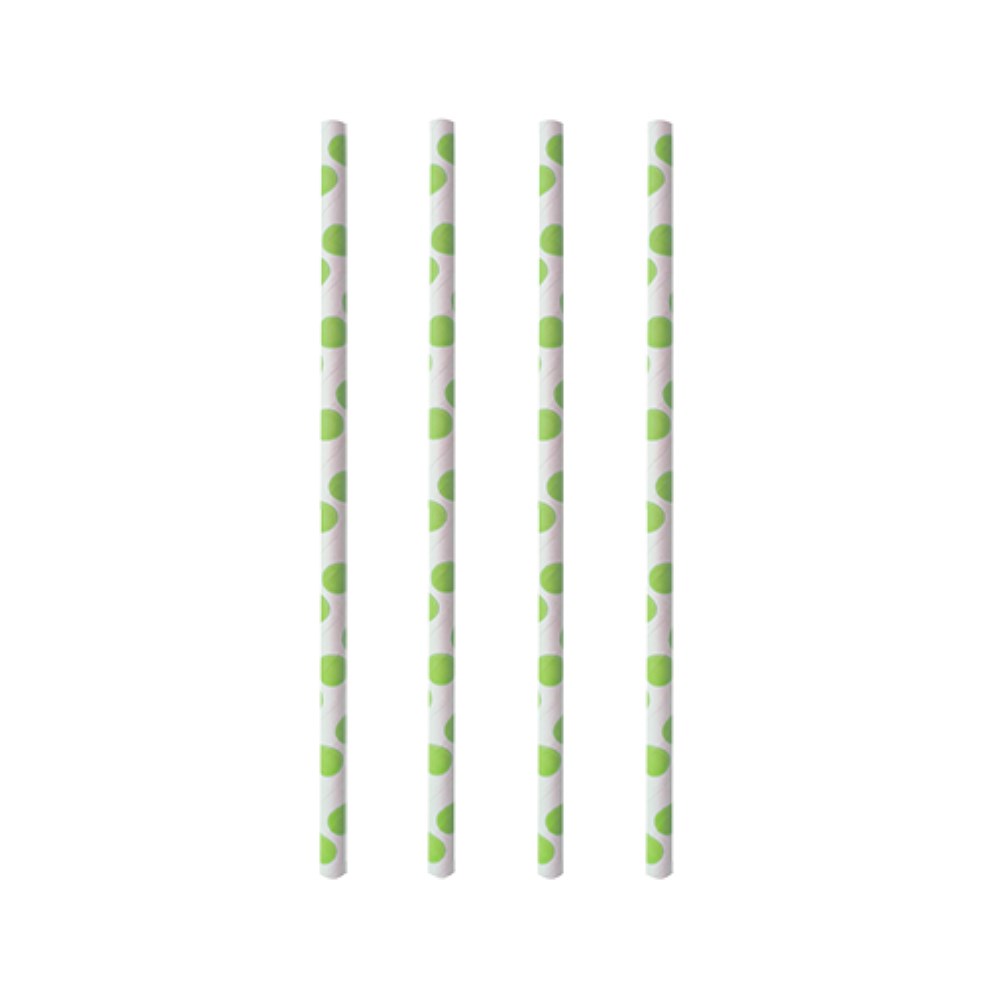 100 Trinkhalme, Papier Ø 6 mm · 20 cm "green Dots"
