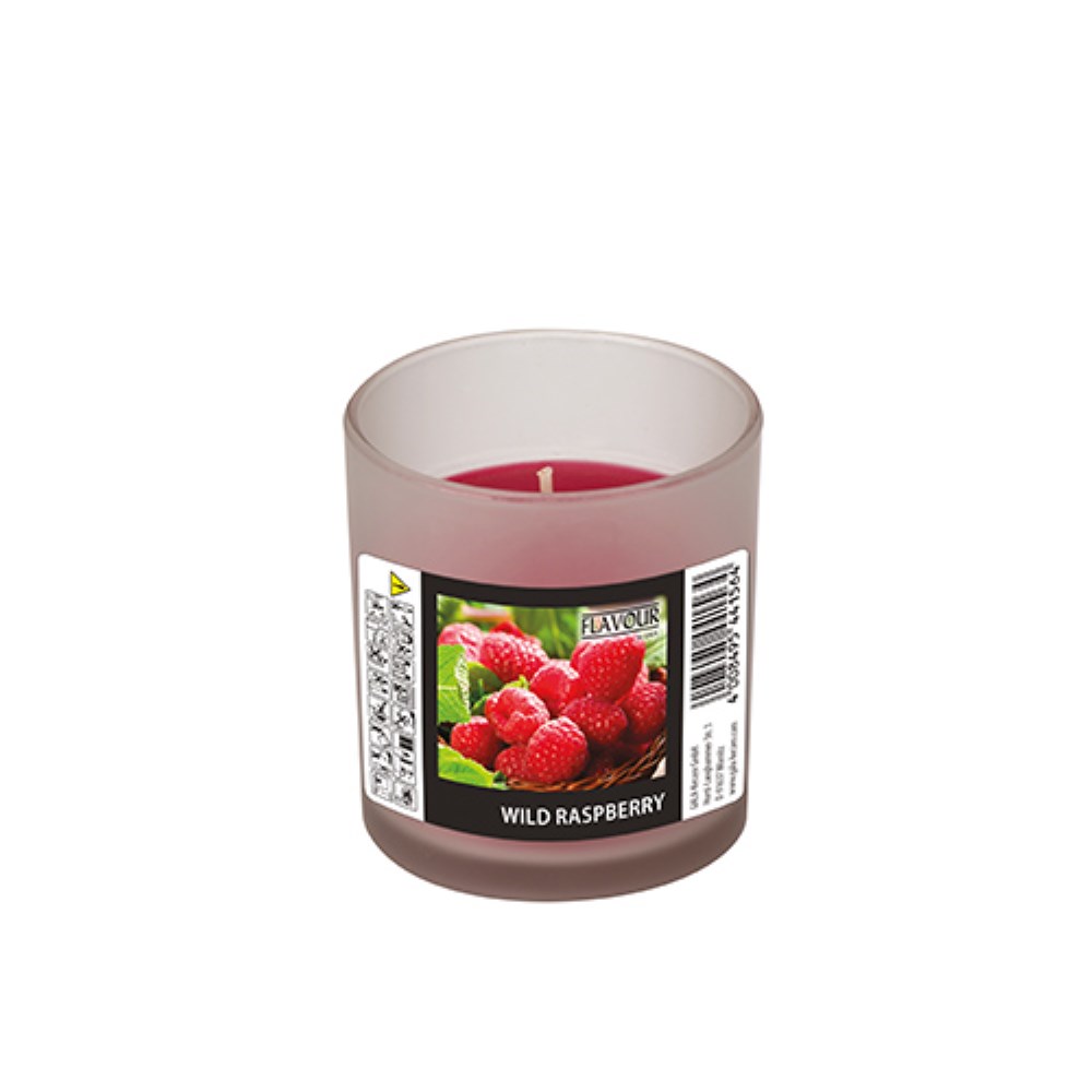"GALA" Duftkerze im Glas Ø 70 mm · 77 mm weinrot - Wild Raspberry "Indro"