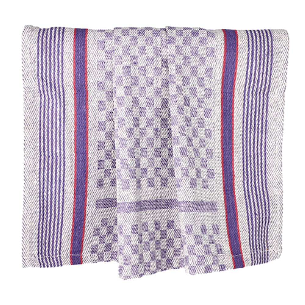 10 Geschirrtücher 90 cm x 45 cm weiß/violett Grubentuch