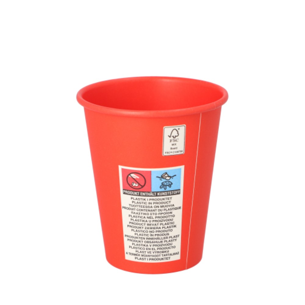 50 Trinkbecher, Pappe "To Go" 0,2 l Ø 8 cm · 9,2 cm rot