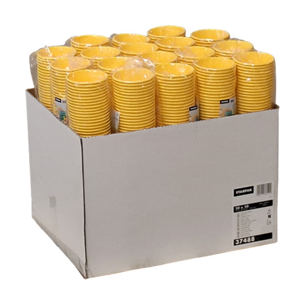 50 Trinkbecher, Pappe "To Go" 0,2 l Ø 8 cm · 9,2 cm gelb