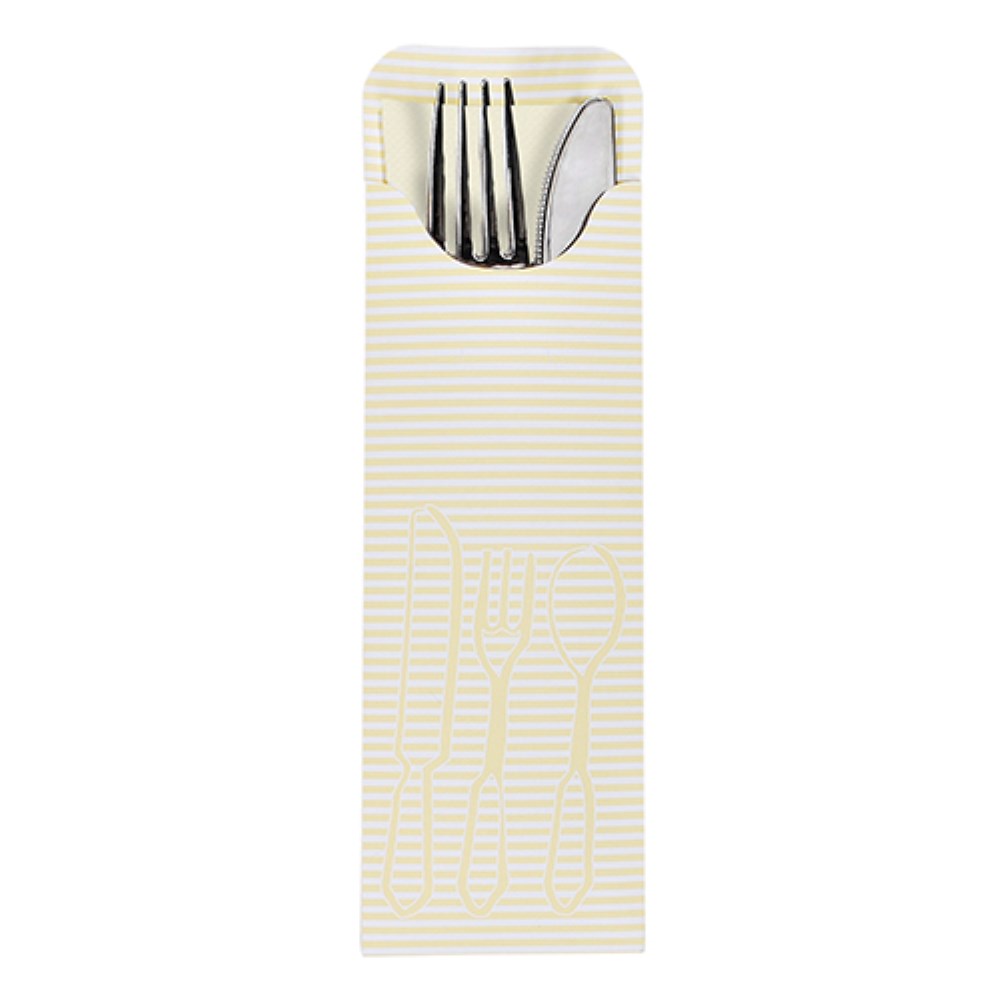 100 Bestecktaschen 23,5 cm x 7,3 cm creme inkl. farbiger Serviette