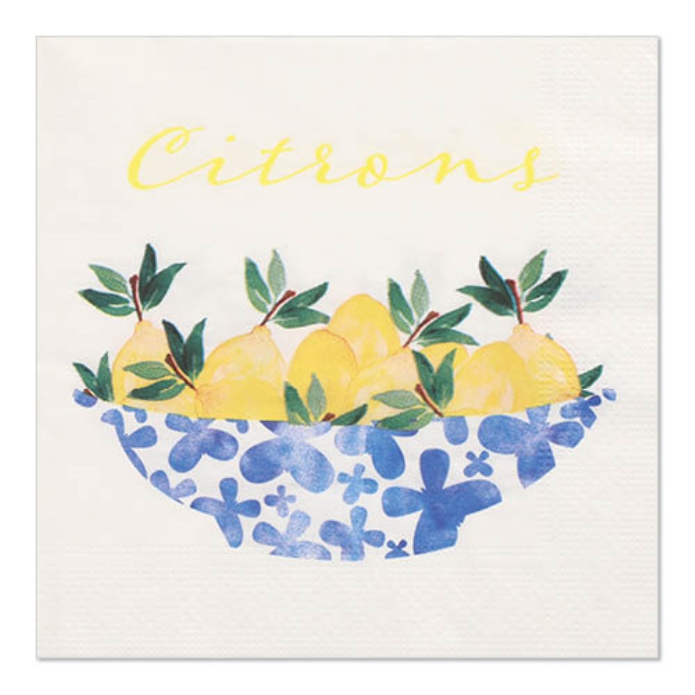 20 Servietten, 3-lagig 1/4-Falz 33 cm x 33 cm "Citrons"