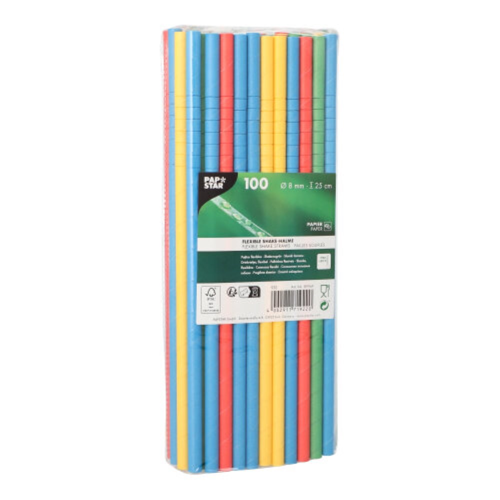 100 Shake-Halme Papier Ø 8 mm · 25 cm farbig sortiert flexibel 100 Shake-Halme Papier Ø 8 mm · 25 cm farbig sortiert flexibel