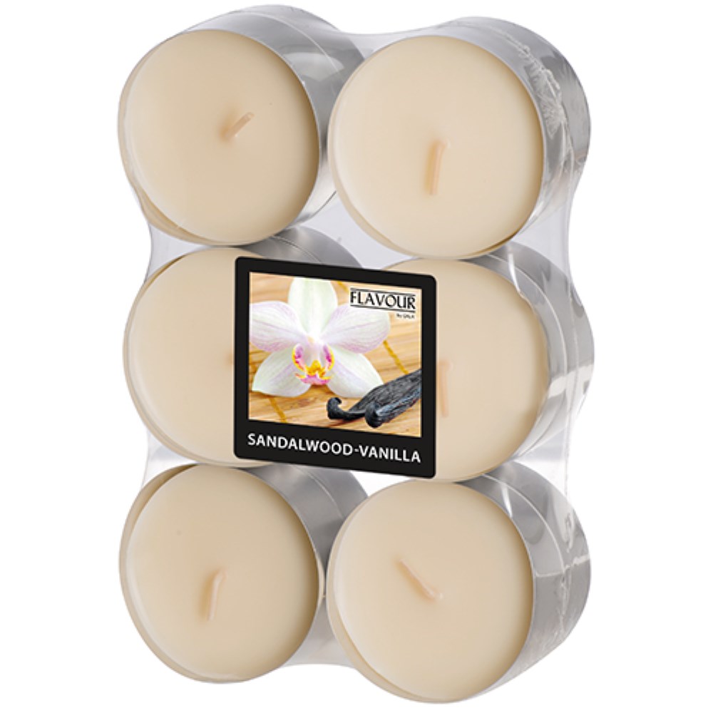 12 "Flavour by GALA" Maxi Duftlichte Ø 58 mm · 24 mm elfenbein - Sandalwood-Vanilla 12 "GALA" Maxi Duftlichte Ø 58 mm · 24 mm elfenbein - Sandalwood-Vanilla
