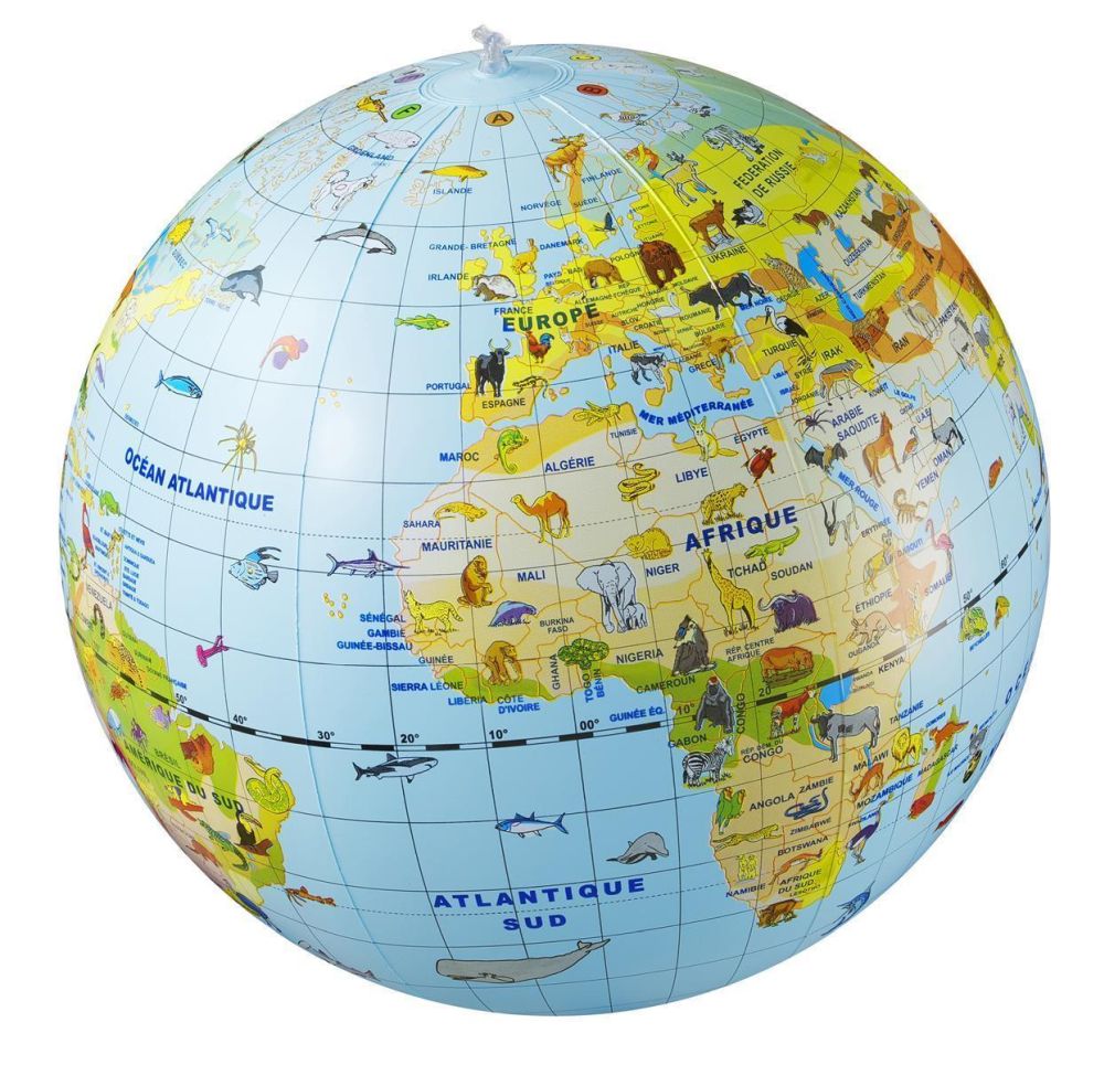 Maxi Tiere 50 cm - aufblasbarer Globus - Lernspielzeug