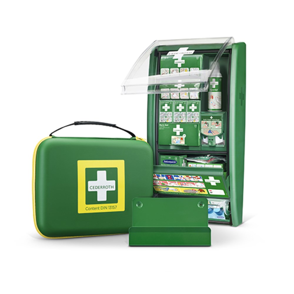 "Cederroth" First Aid & Burn Station Set DIN 13157 22,7 cm x 29,4 cm x 57,2 cm grün 91-teilig "Cederroth" First Aid & Burn Station Set DIN 13157 22,7 cm x 29,4 cm x 57,2 cm grün 91-teilig
