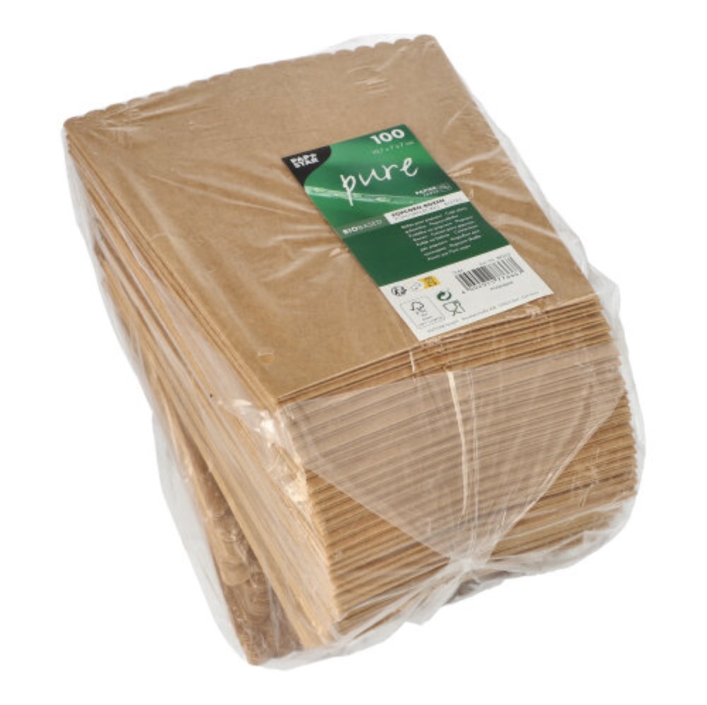 100 Popcorn-Boxen Pappe "pure" eckig 1300 ml 19,7 cm x 7 cm x 7 cm braun klein