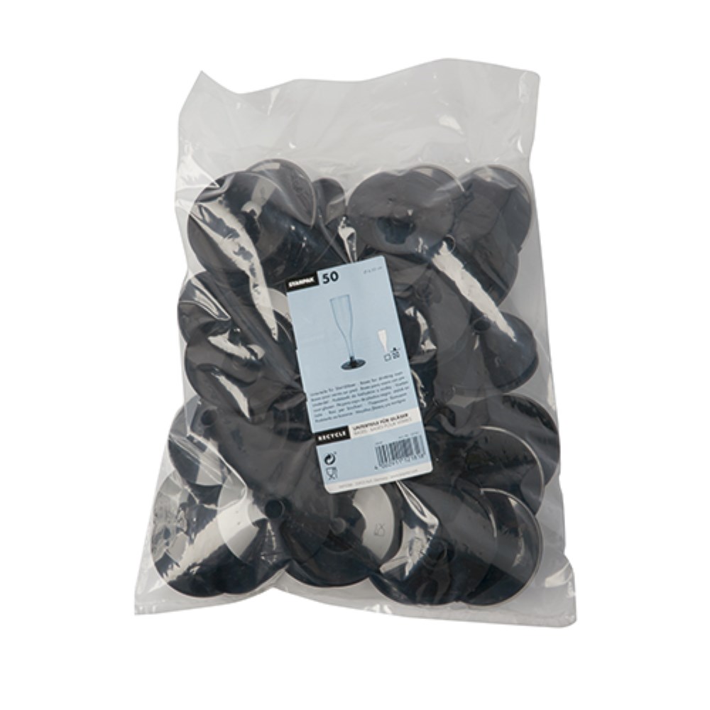 50 Unterteile für Stiel-Gläser, PS rund Ø 6,55 cm · 2,05 cm schwarz