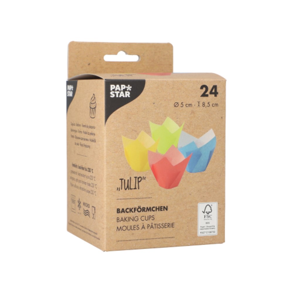 24 Backförmchen Ø 5 cm · 8,5 cm farbig sortiert "Tulip"