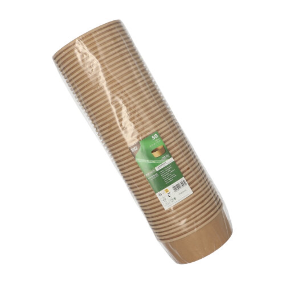 50 Salatschalen, Pappe rund 750 ml Ø 15 cm · 6 cm braun