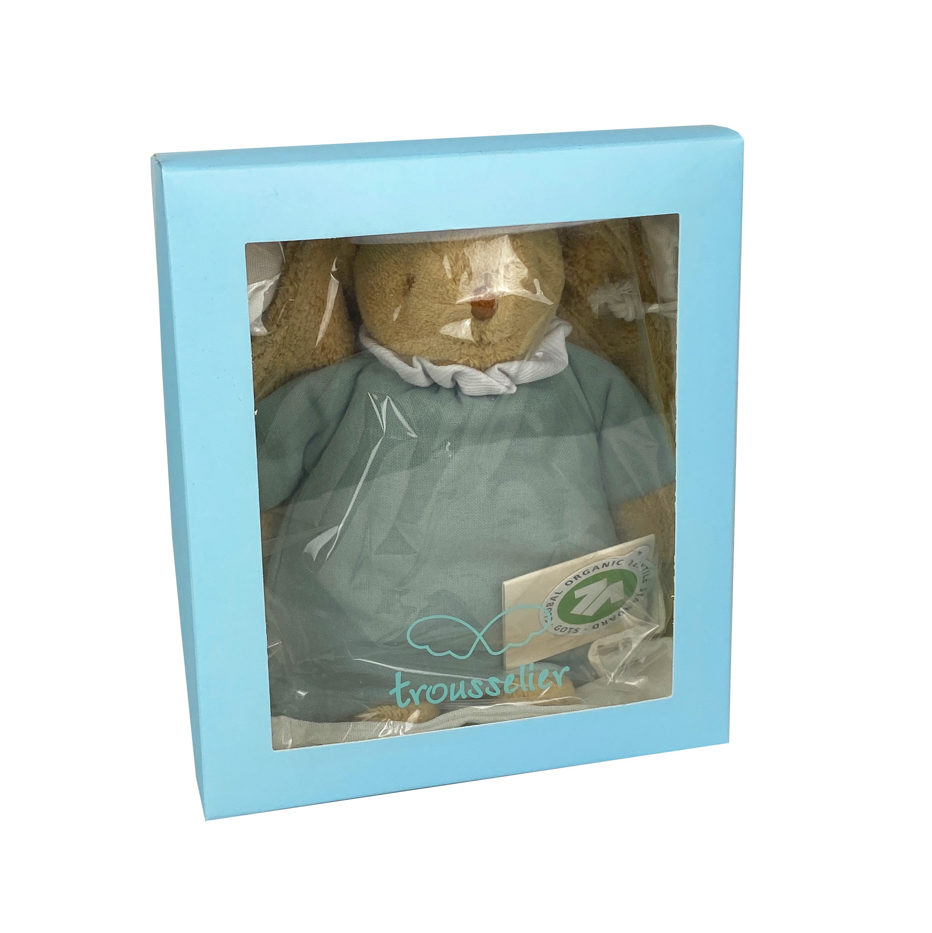 Musik Spieluhr Kuschelhase 25Cm - Celadon Green Organic Cotton