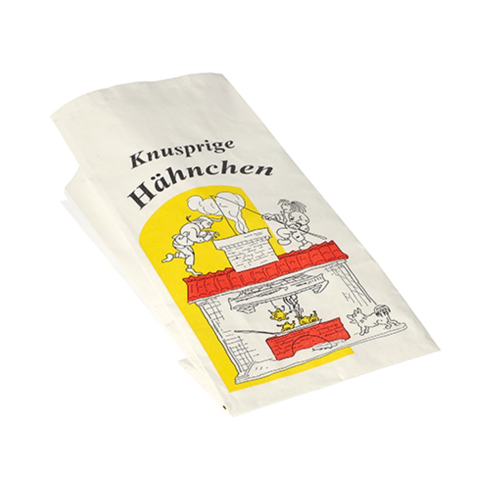 100 Hähnchenbeutel, Papier mit Alu-Einlage 24 cm x 10,5 cm x 6 cm "Max & Moritz" 1/2