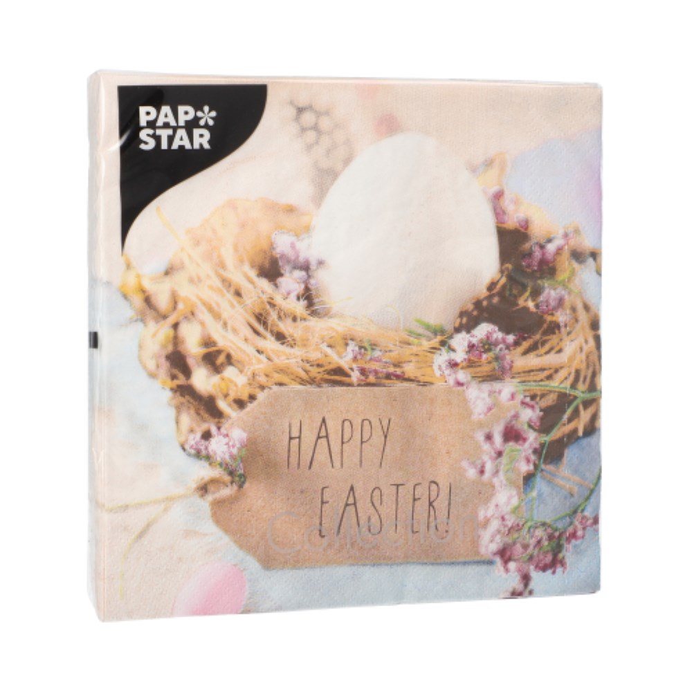 20 Servietten, 3-lagig 1/4-Falz 33 cm x 33 cm "Easter Nest"