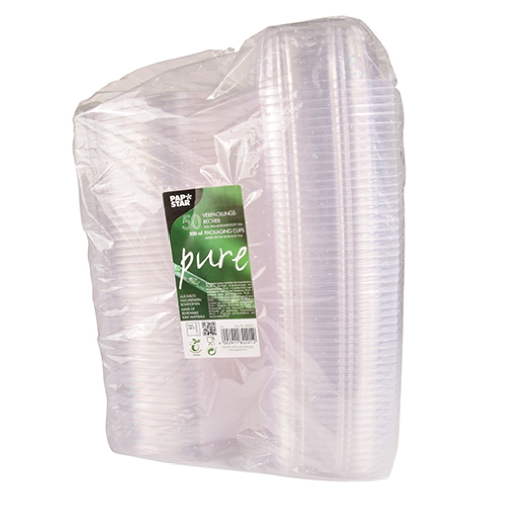 50 Feinkost- und Salatschalen mit Klappdeckeln, PLA "pure" 500 ml 6,4 cm x 16,1 cm x 13,2 cm