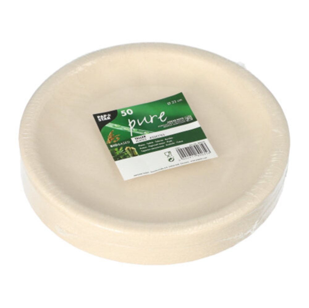 50 Teller, Agrarreste "pure" rund Ø 23 cm weiss