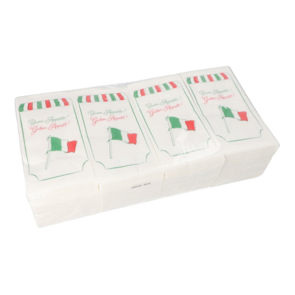 250 Servietten, 2-lagig 1/8-Falz 40 cm x 40 cm weiss "Italy"