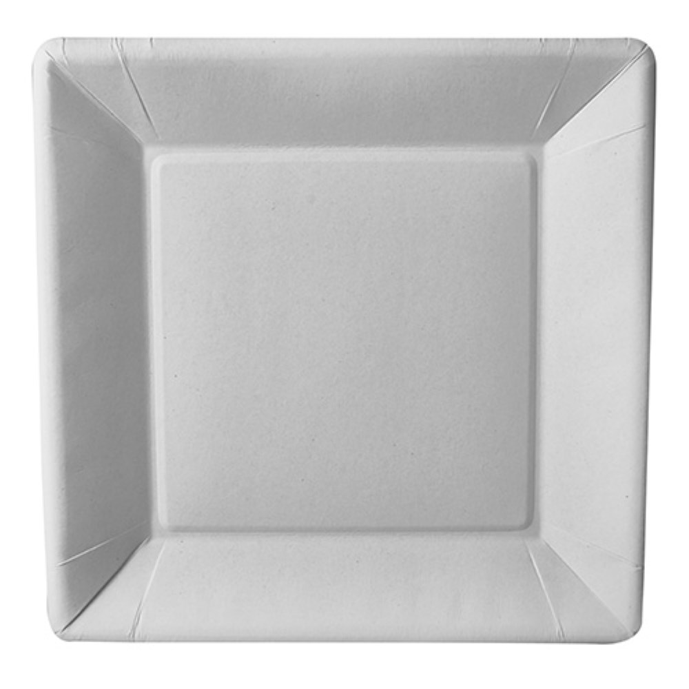 50 Teller, Pappe "pure" eckig 22,5 cm x 22,5 cm x 1,8 cm weiss