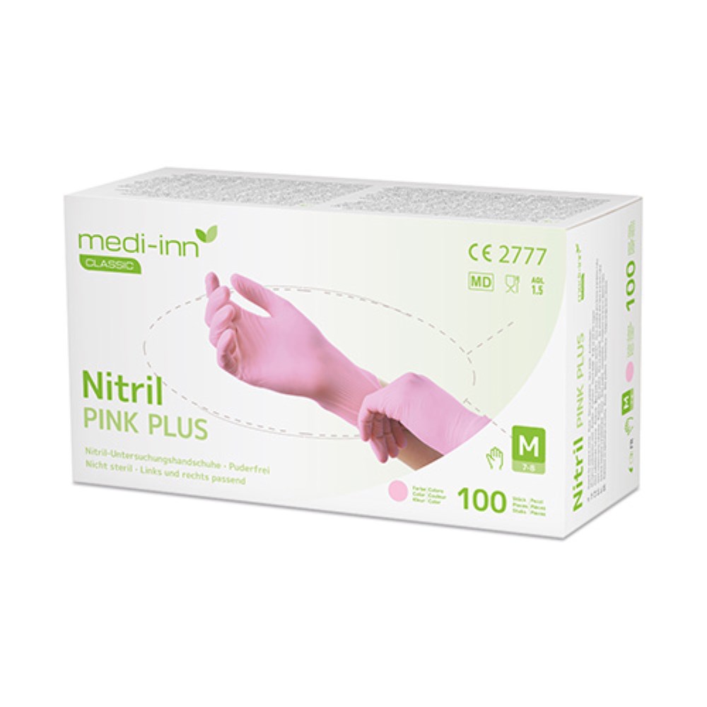 100 "Medi-Inn Classic" Handschuhe, Nitril puderfrei pink "Pink Plus" Größe: M