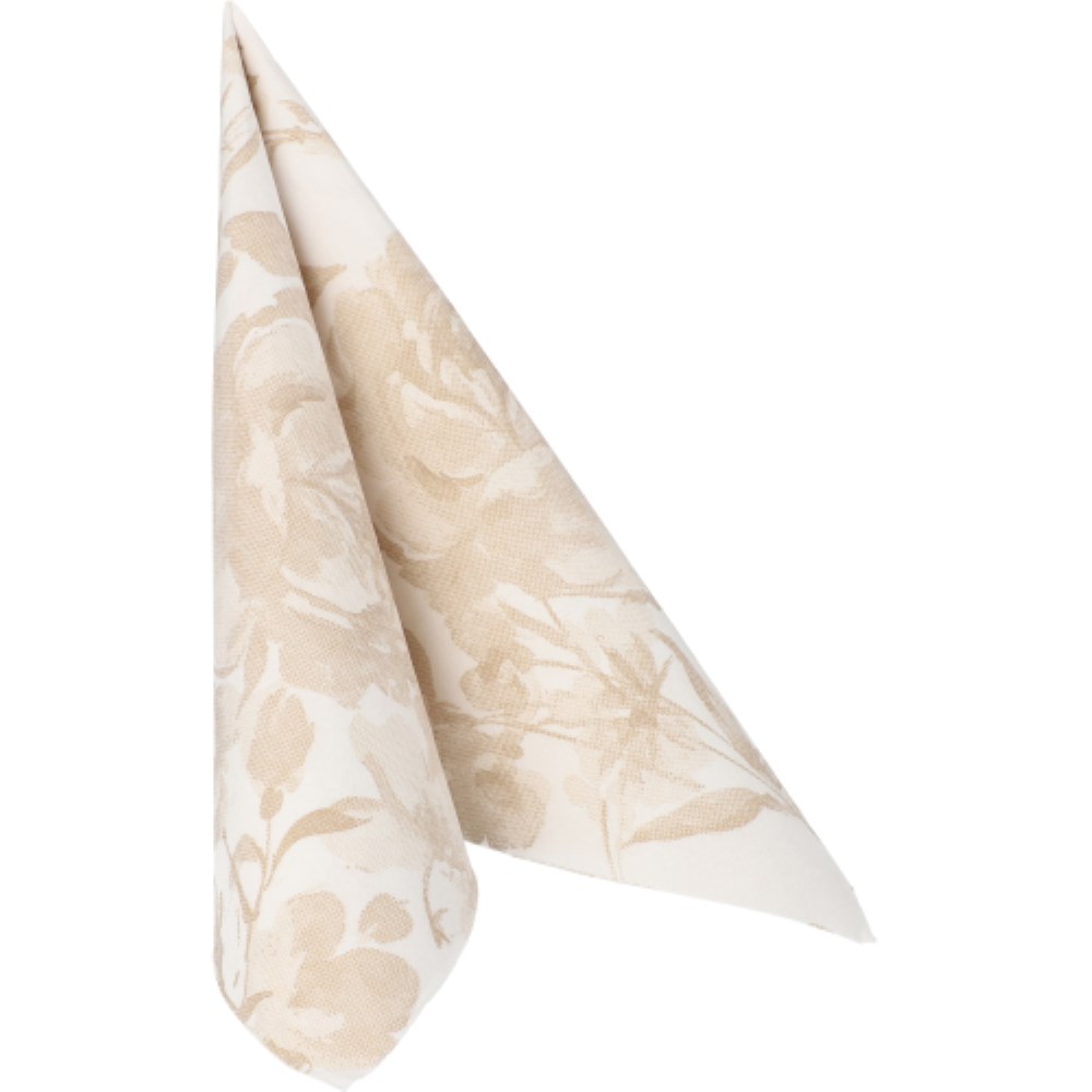 50 Servietten "ROYAL Collection" 1/4-Falz 40 cm x 40 cm sand "Rose"