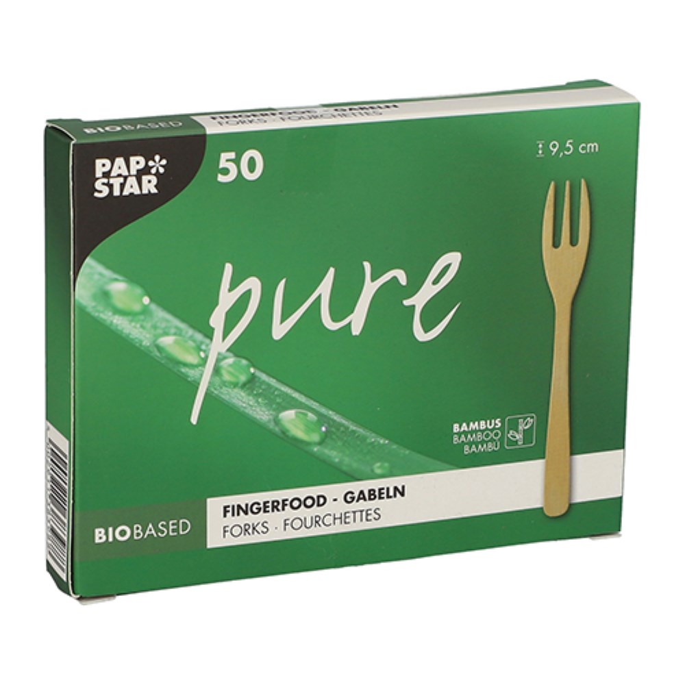 50 Fingerfood - Gabeln, Bambus "pure" 9,5 cm