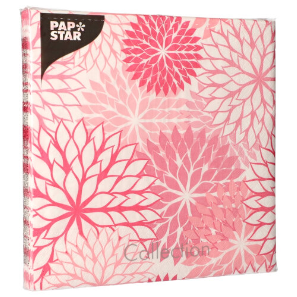 20 Servietten, 3-lagig 1/4-Falz 40 cm x 40 cm rose "Floralies"
