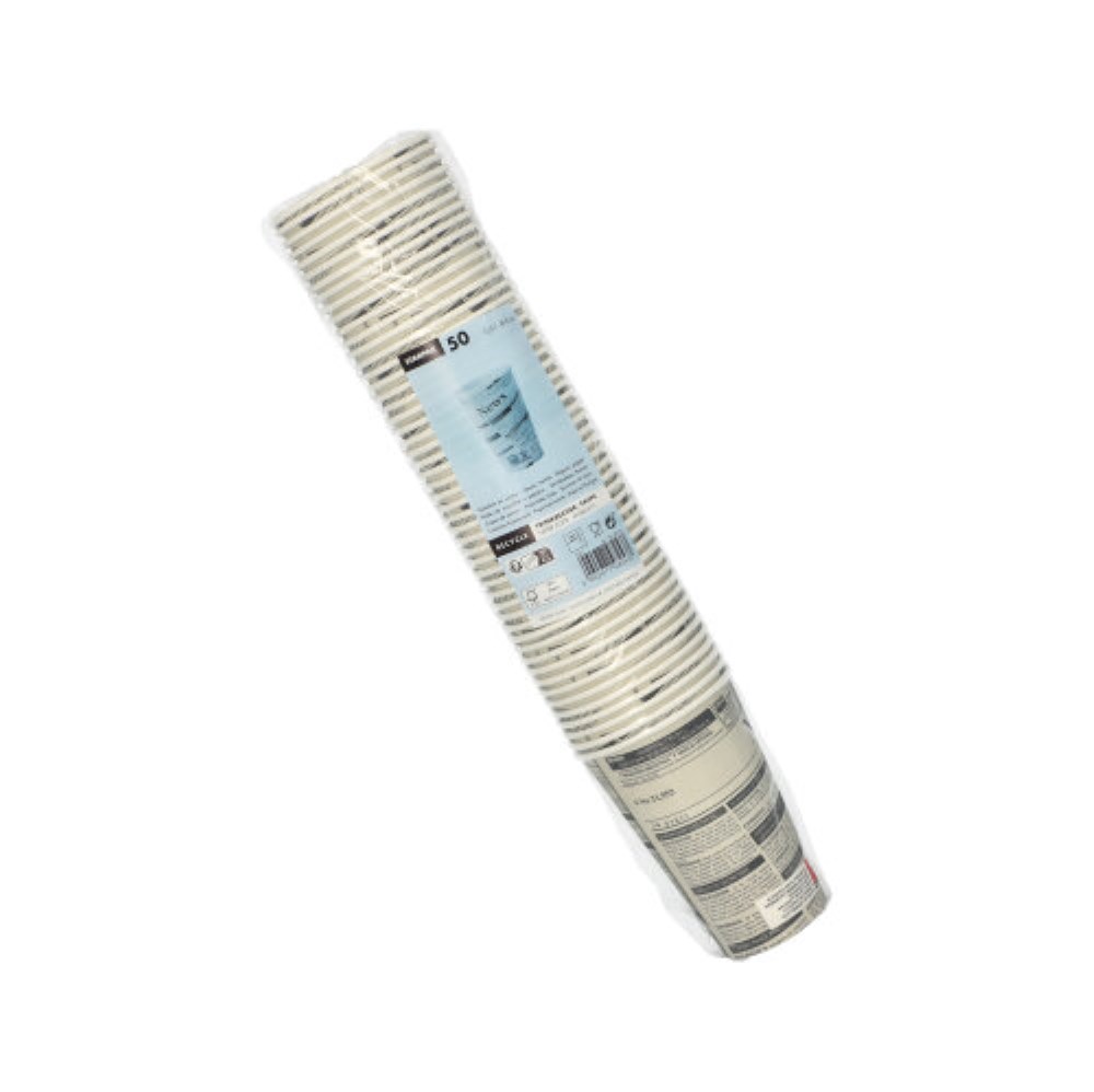 50 Trinkbecher, Pappe "To Go" 0,3 l Ø 8 cm · 11,7 cm weiss "Newsprint" 50 Trinkbecher, Pappe "To Go" 0,3 l Ø 8 cm · 11,7 cm "Newsprint"