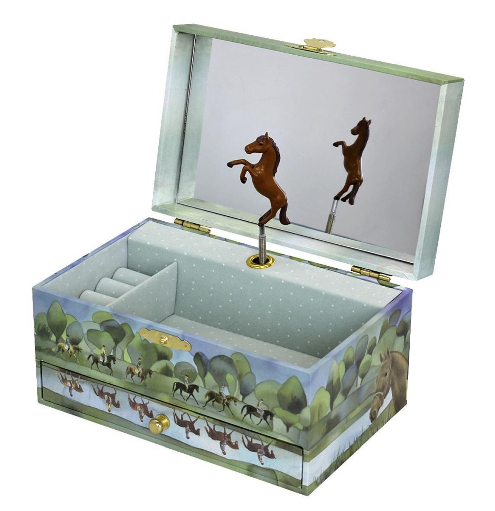 Phosphoreszierende Schmuck Spieldose Pferd "Normandie"© - Leuchtet in der Nacht