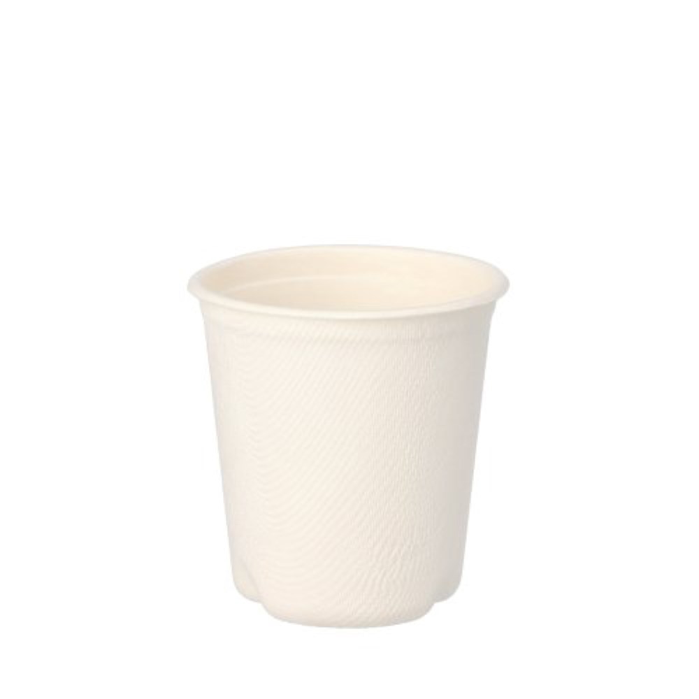 50 Trinkbecher Zuckerrohr "pure" 0,1 l Ø 6,3 cm · 6,5 cm weiss für Heißgetränke